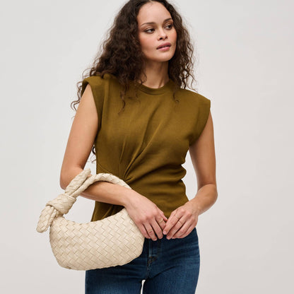 Lizbeth Woven Knot Clutch: Oatmilk