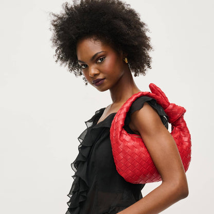 Lizbeth Woven Knot Clutch: Oatmilk