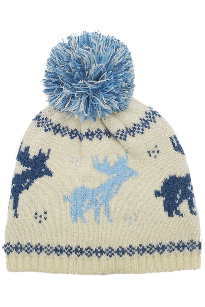 Reindeer Blue Beanie