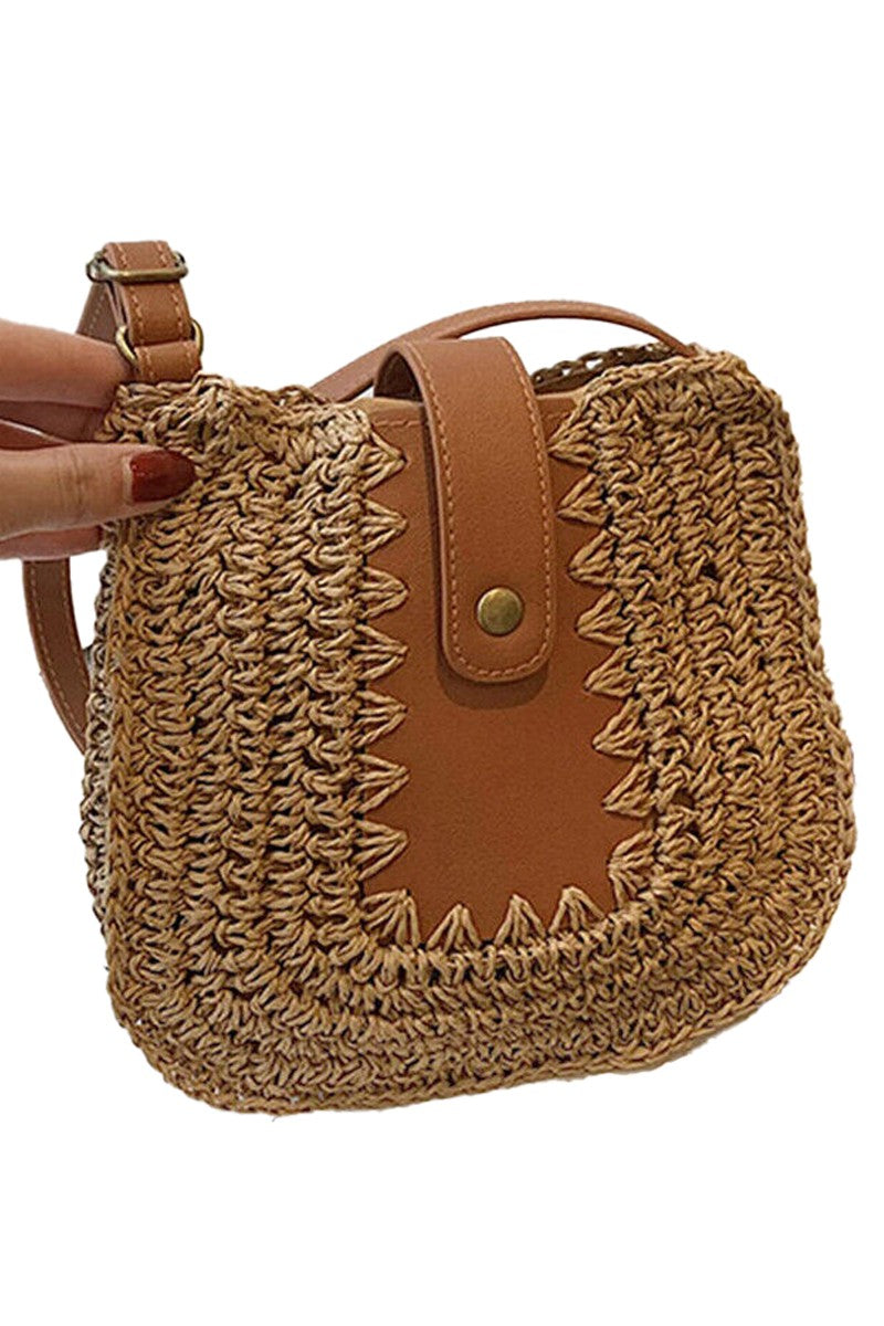 Crossbody Straw Purse x Tan