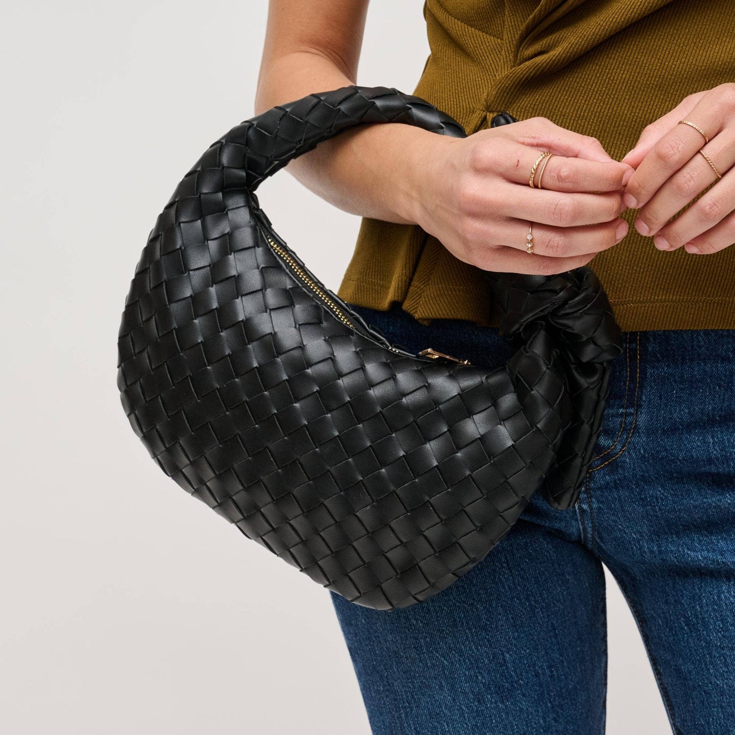 Lizbeth Woven Knot Clutch: Oatmilk