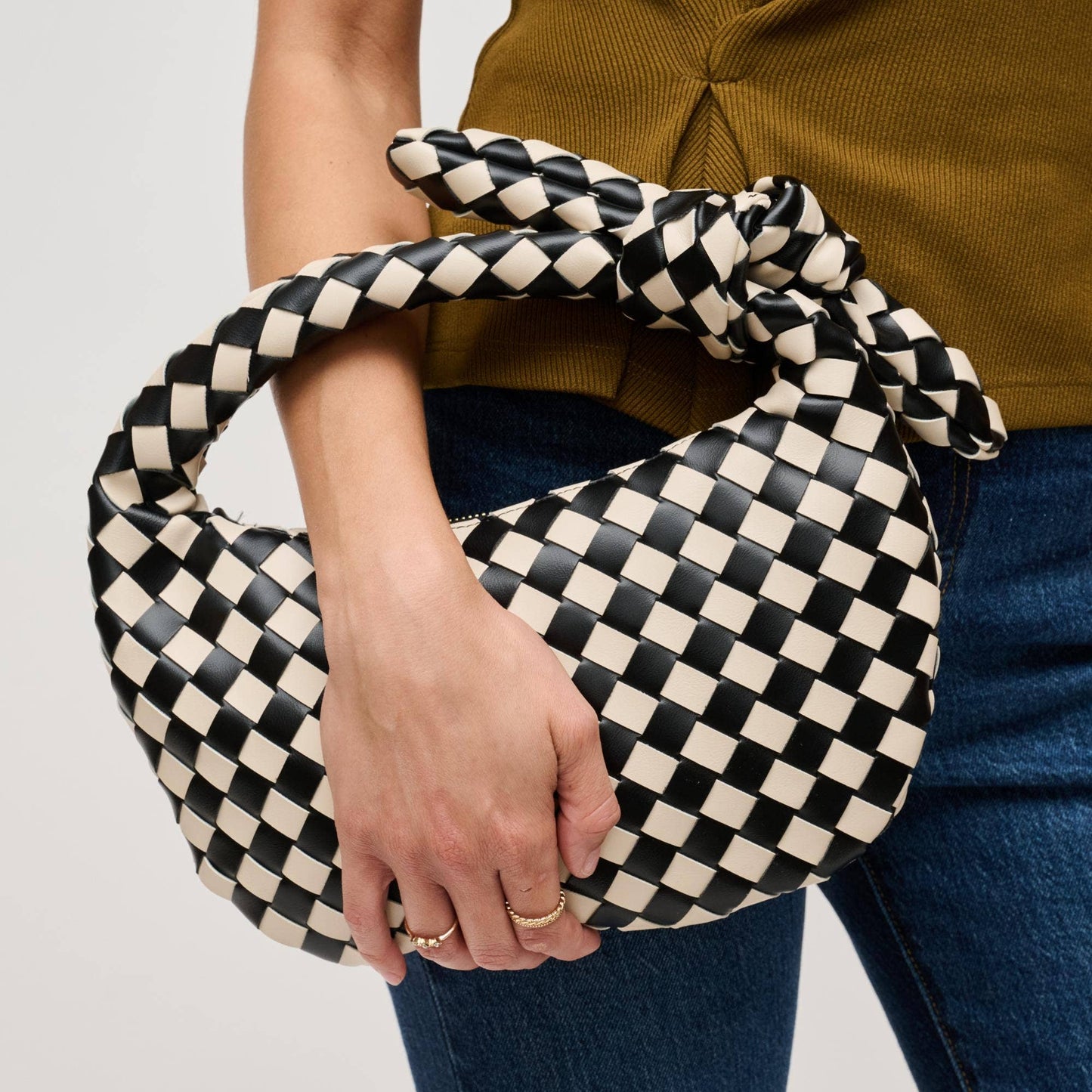 Lizbeth Woven Knot Clutch: Oatmilk