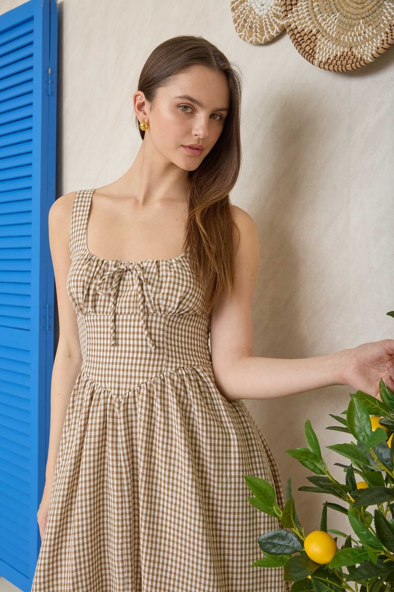 Cara Mocha Plaid Dress