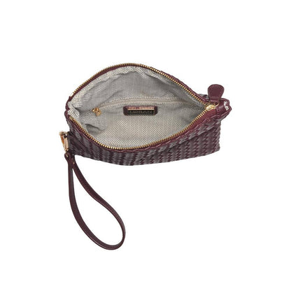 Aria Woven Wristlet Clutch: Merlot