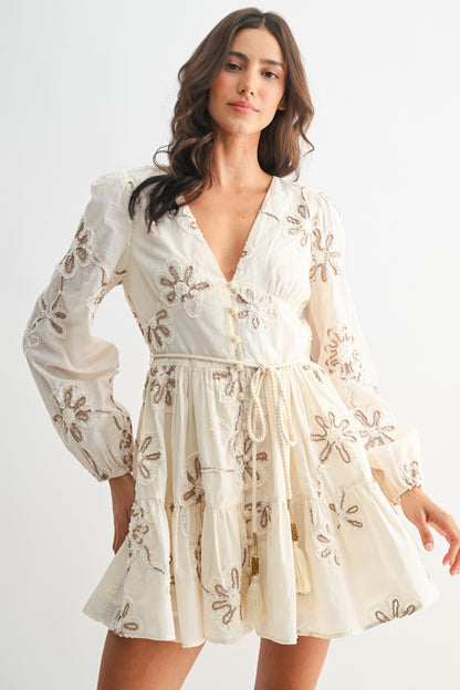 Cream Embroidered Dress