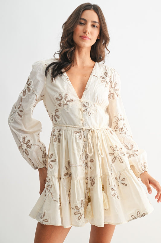 Cream Embroidered Dress