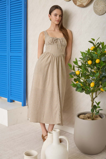 Cara Mocha Plaid Dress