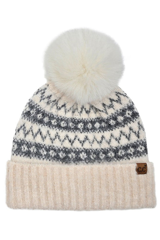 Gray Fair Isle Beanie