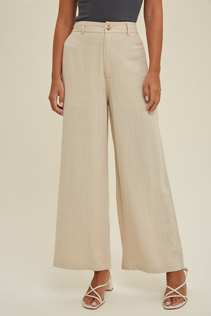 Linen Wide Leg Pants in Natural