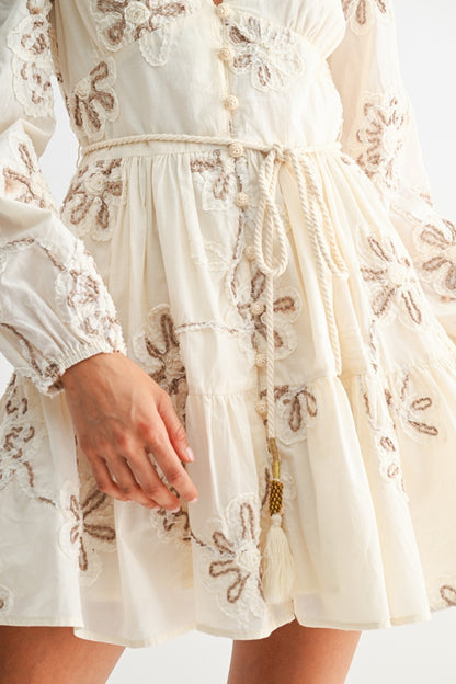 Cream Embroidered Dress