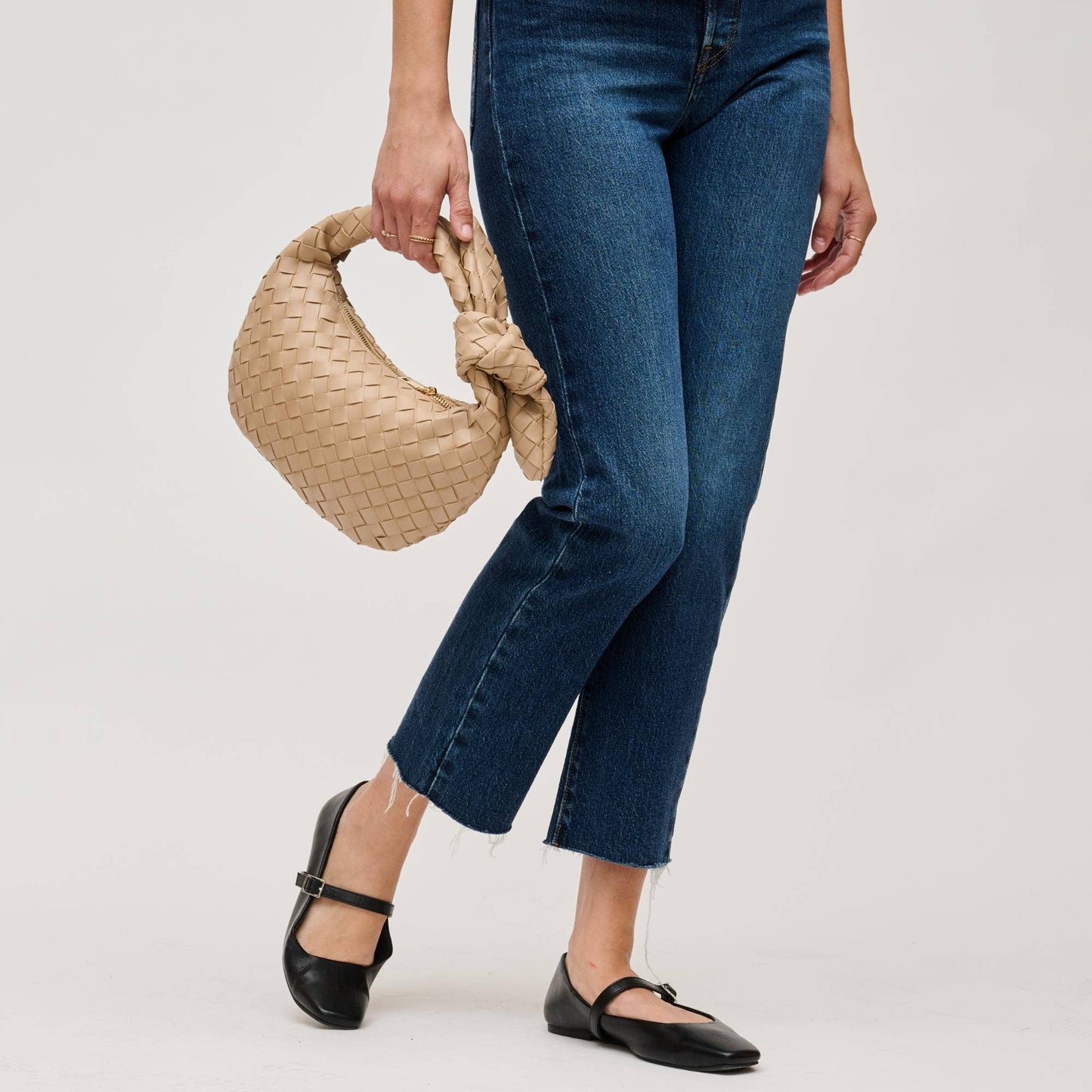 Lizbeth Woven Knot Clutch: Oatmilk