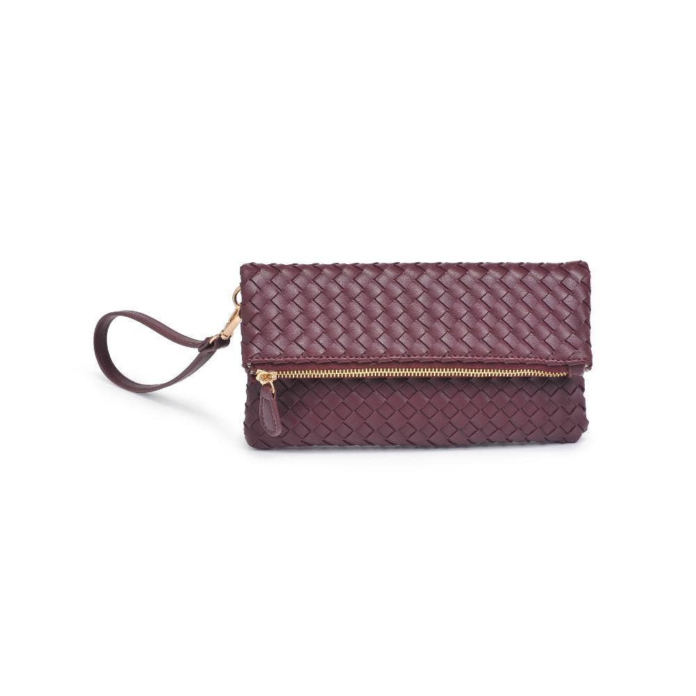 Aria Woven Wristlet Clutch: Merlot