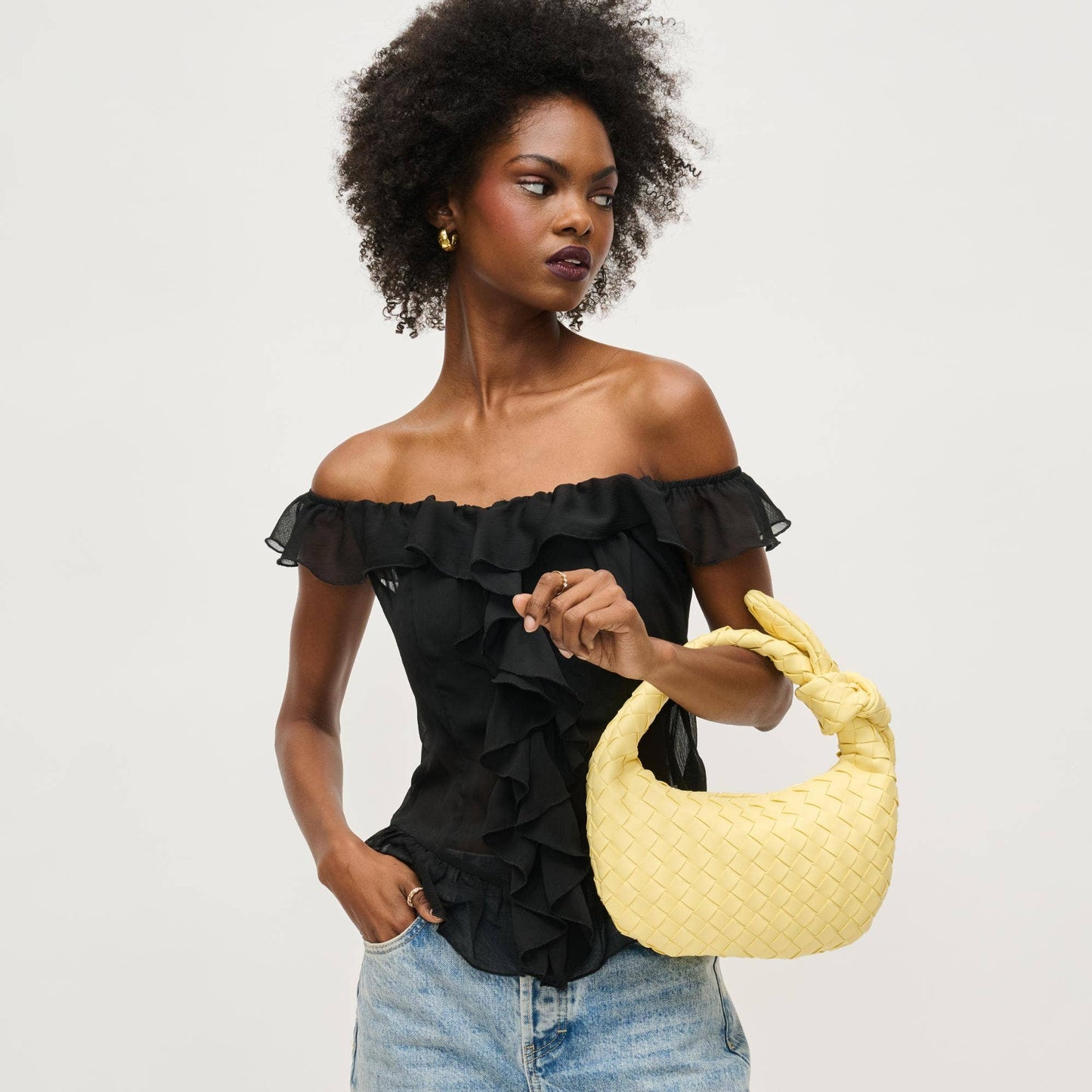 Lizbeth Woven Knot Clutch: Oatmilk