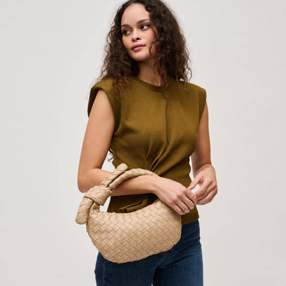 Lizbeth Woven Knot Clutch: Oatmilk