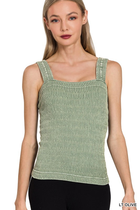 Olive Stone Washed Top