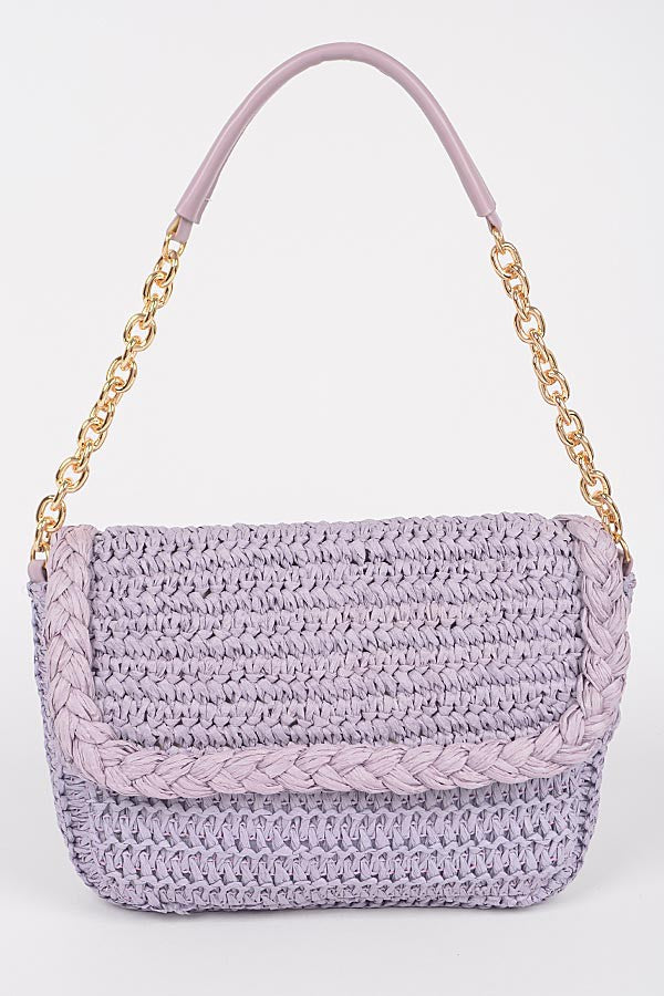 Lavender Straw + Chain Purse