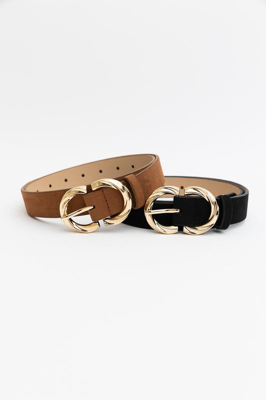 Double Buckle Suede Belt
