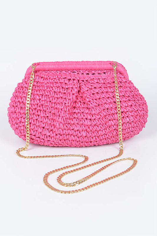 Pinkberry Straw + Chain Purse